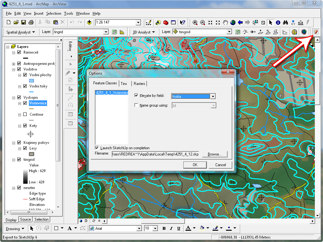 Export vrstvenic do Google SketchUp