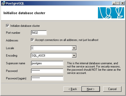 Instalace PostgreSQL, inicializace databáze. [1]