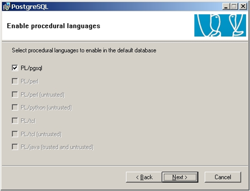 Instalace PostgreSQL, instalace procedurálních jazyků. [1]